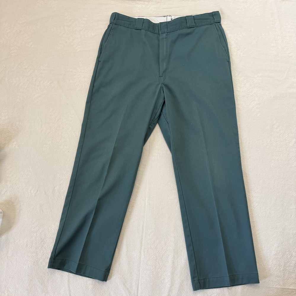Vintage 90s Dickies 874 Work Pants 38x30 Teal Green Made USA Original Fit Mint